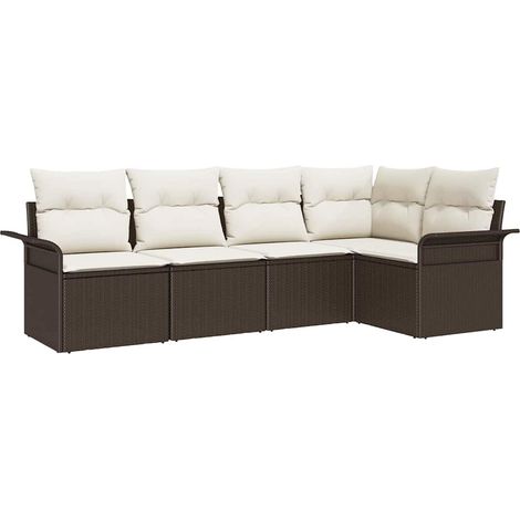 Maison Exclusive - Gartensofa-set mit Speicher 5 pcs Braun Poly-R