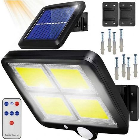 Solarlampe mit Dämmerungssensor, 128 LEDs, COB-Panel, separates Bedienfeld + Fernbedienung