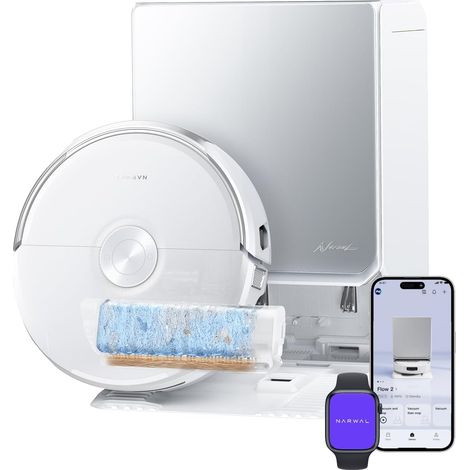 Robot Aspirateur Laveur, 31 000 Pa, 4.0 FlowWash Auto-Lavage  Double Caméra IA, Anti-enchevêtrements, Nettoyage 100℃ et Séchage 60℃, Évitement Obstacles et Navigation, Station Tout-en-1 (1/5)