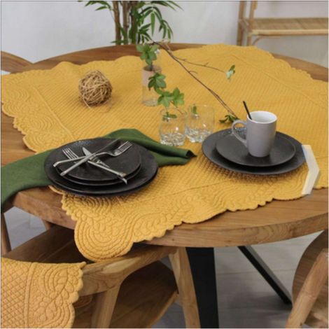 Nappe de jeux carré de table Jaune Curry 100x100 cm