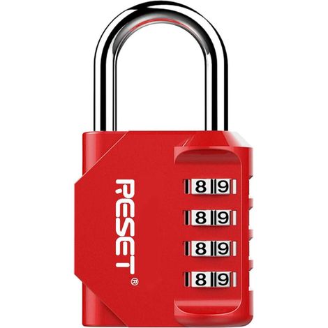 Zahlenschloss 4-stellig zurücksetzbar, 31mm Bügelhöhe, Rot