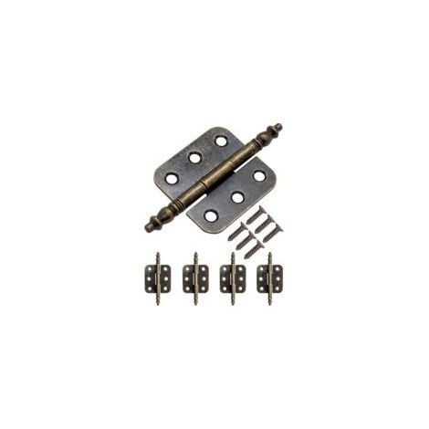 Möbelscharnier, Set mit 5 antiken Metallscharnieren im Retro-Stil aus Eisen, 70 x 35 mm, Bronze - Crezuo