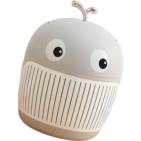 Mini cestino a forma di balena stilizzata in un elegante grigio chiaro.