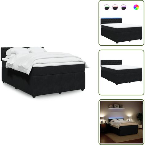 vidaXL Sommier à lattes de lit avec matelas Noir 140x200 cm Velours (1/5)