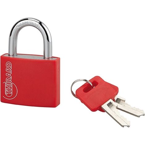 Lucchetto Type 1, alluminio, guscio PVC rosso, 40 mm, 2 chiavi - THIRARD