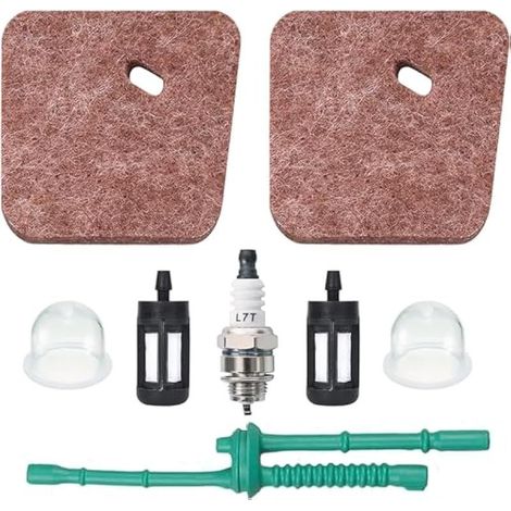 Filtre à Air pour STIHL FS38 FS55 FS45 FS46 KM55 FS55R Débroussailleuses, Kit Maintenance FS 38 Filtre a Air avec Bougie, Pompe d'Amorcage, Tuyau et Filtre a Essence (1/4)