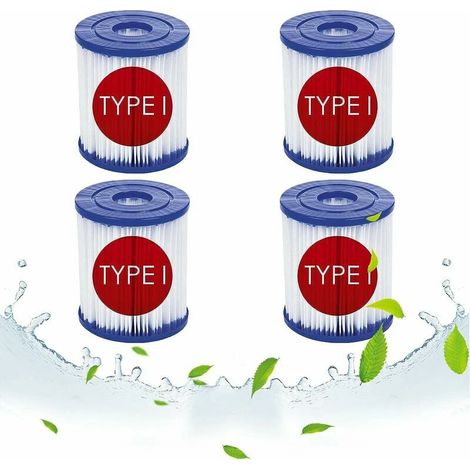 Ensemble de 4 filtres de type I, remplace les cartouches filtrantes, les filtres de pompe de piscine et les accessoires de nettoyage de piscine. (1/4)