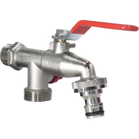 3 / 4 pouce, robinet double en laiton antirouille et antigel + 2 raccords de tuyaux gratuits + sangle crue (1/4)