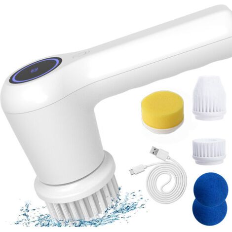 Brosse de nettoyage électrique, autolaveuse rotative portative, brosse électrique à 5 têtes, kit de nettoyage automatique pour baignoire, cuisine, carrelage, vitres, baignoire et vaisselle (1/5)