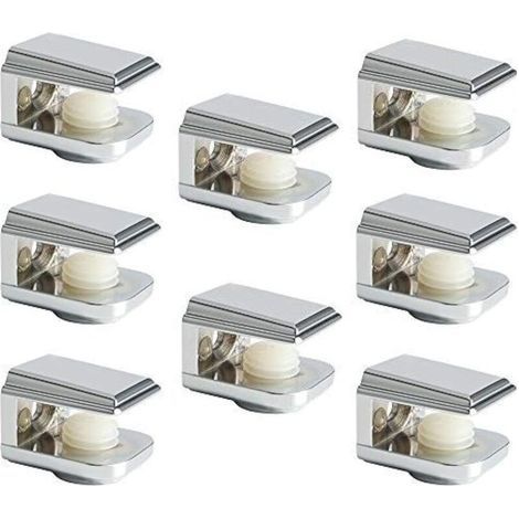 Lntyq Support Étagère Verre Support d'Étagère Réglable et Adaptable d'Épaisseur de 5-8MM pour Salle de Bain, Fixation Murale à Vis, Finition Chrome Poli en Alliage de Zinc, 8 Pcs (1/4)