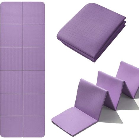 Tapis Yoga Pliable de Voyage 183 x 61 x 0.4 cm Tapis de Yoga Antidérapant Tapis Pilates Pliable Sport avec Sac de Transport pour Pilâtes, Gym, Aérobic, Stretching, Entraînement (1/5)