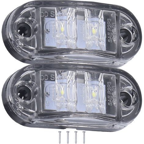 Feu de position latéral 10-30V 2LED, clignotant haute luminosité pour voitures camions remorques RVsWhite (1/5)