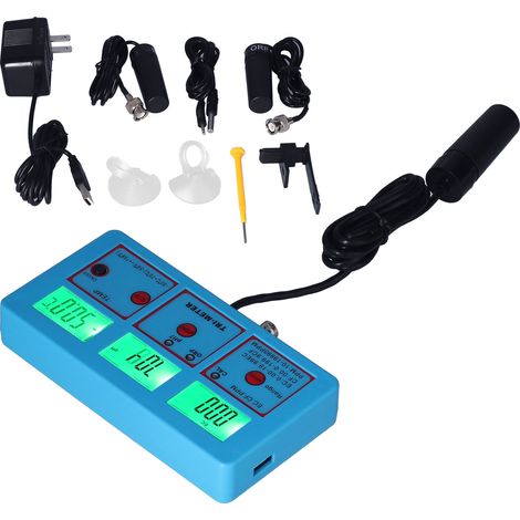 Monitor multiparametrico per la qualità dell'acqua PH-118 con display LCD retroilluminato, misuratore ORP, pH, EC, TDS, CF e temperatura, spina USA, 110 V. (1/5)