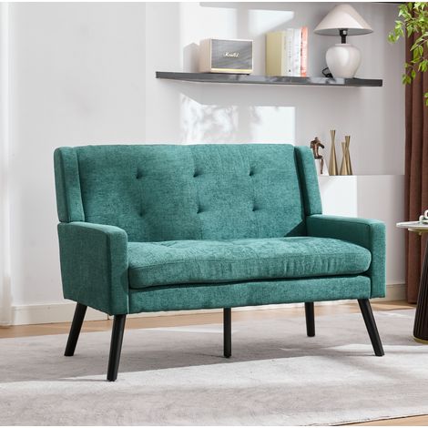 Divano 2 posti imbottito in tessuto verde OKMYHOME (1/5)