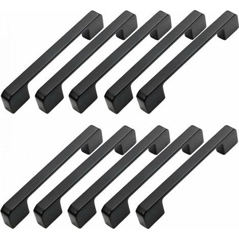 10pcs Poignée Meuble Entraxe 128mm-Poignée Porte Cuisine Noire Poignee Barre Meuble Poignee De Cuisine Noire 128mm (1/5)