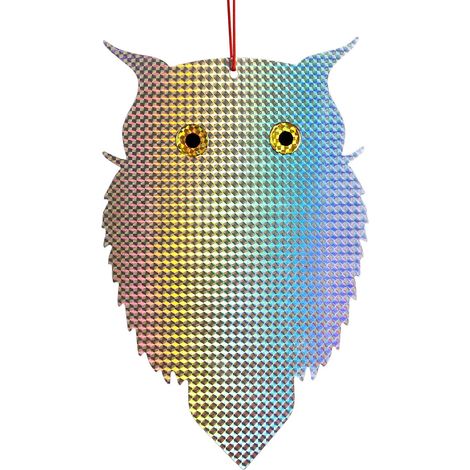 Leurre hibou pour effrayer les oiseaux - Dispositif anti-pics et pigeons - Plastique réfléchissant à suspendre à l'extérieur - Maison et jardin - 2 pièces (1/5)