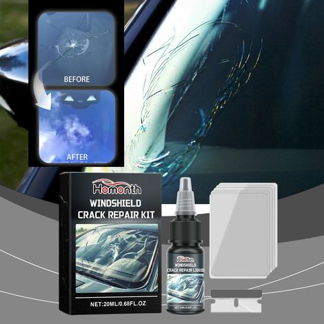 Reparaturset für Autoscheiben – Klare Sicht bei Rissen und Kratzern – Klebeflüssigkeit (20 ml) + Klinge + Härterfolie  5 -- DTEKGAZ (1/5)