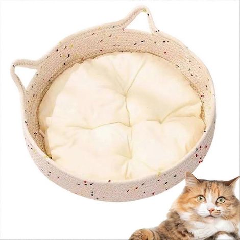 Donutförmiger Katzenkorb, entzückender Indoor-Katzenkorb, gemütliches Nest aus Baumwollseil, Kätzchenzubehör, ideal zum Schlafen, Entspannen und Kratzen. (1/5)