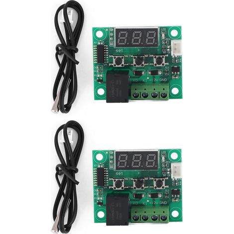 Thermostat numérique W1209 Module de contrôle température étanche -50 à 110°C DC 12V avec sonde NTC Lot de 2 unités (1/5)