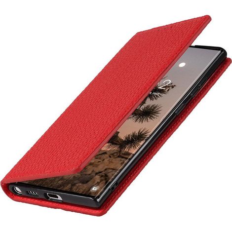 Custodia in pelle per Samsung Galaxy S22 Ultra, pelle martellata Erbord, rossa (1/4)
