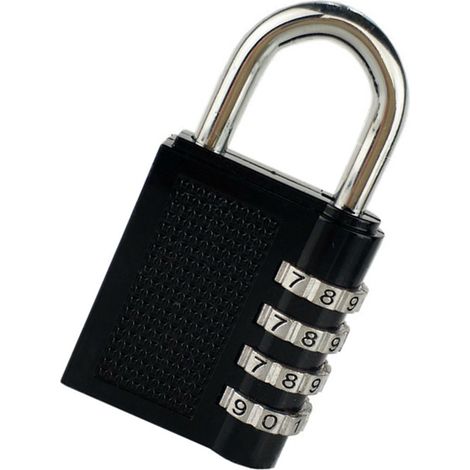 Cadenas à combinaison 4 chiffres sans clé, antivol, en alliage de zinc, universel pour valises, casiers de salle de sport, noir