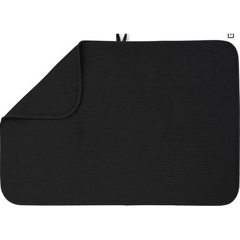 Tappetino scolapiatti, 40 x 45 cm, tappetino da cucina assorbente in microfibra, tappetino scolapiatti per rifiuti, posate, pentole e padelle, grande, nero