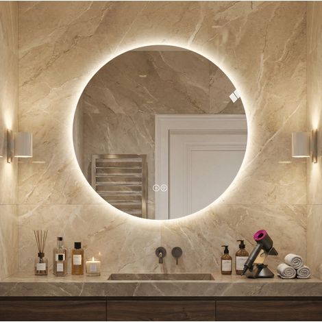 Specchio da bagno LED rotondo 70 cm, 3 tonalità, dimmerabile, antiappannamento HAVRYA (1/5)