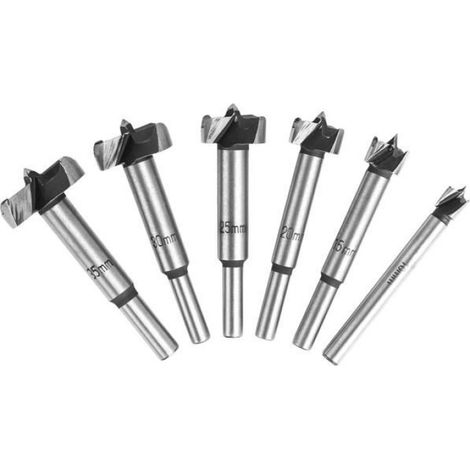 6PCS Mèche Bois, Carbure, Titane, Tige Ronde, 10-35mm, Pour Portes, Tiroirs, Meubles (1/5)