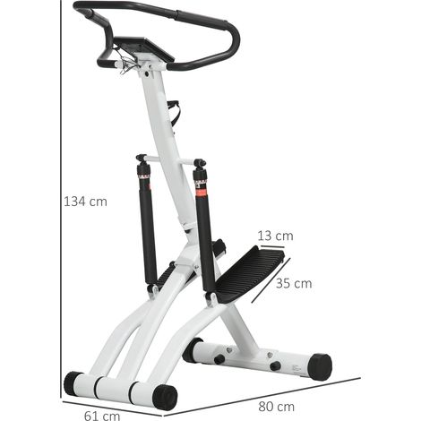 Stepper avec poignée, vélo d'appartement fitness à écran LCD, entraîneur domestique à 12 niveaux de résistance noir et argent 80 x 61 x 134 cm (1/5)