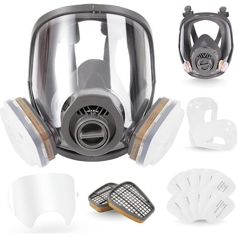 25-in-1 full-face respirator mask to protect against paint,  organic vapors,  and dust two types of connectors 10 lens covers included gas mask respirator (1/5)
