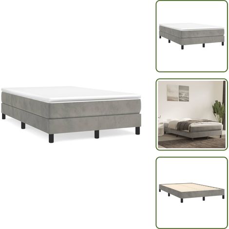 Boxspringbett mit Matratze Hellgrau 120x190 cm Samt - Samtbett - Boxspringbett - Doppelbett - Schlafzimmermöbel - Luxusbett (1/5)