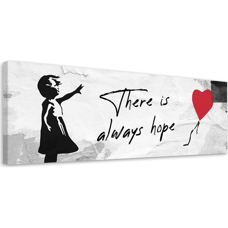Tableau sur toile Fille Banksy avec ballon 90x30 (1/5)