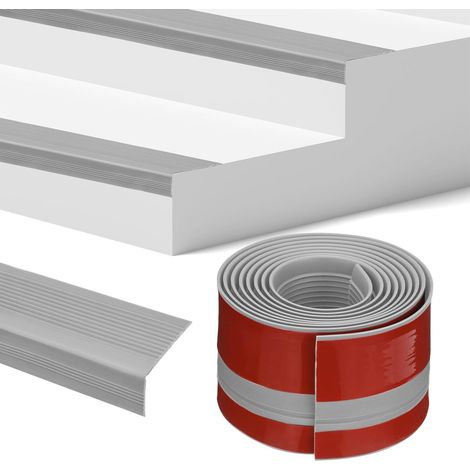 7FT Vinyl Rubber Stair Nosing Pour Indoor/Outdoor Stairs Grey Non-Slip Self Adhesive Stair Edge Trim Strips, Staircase Step Edge Protector, 0.98 Inch, Stair Edge Trim (1/5)
