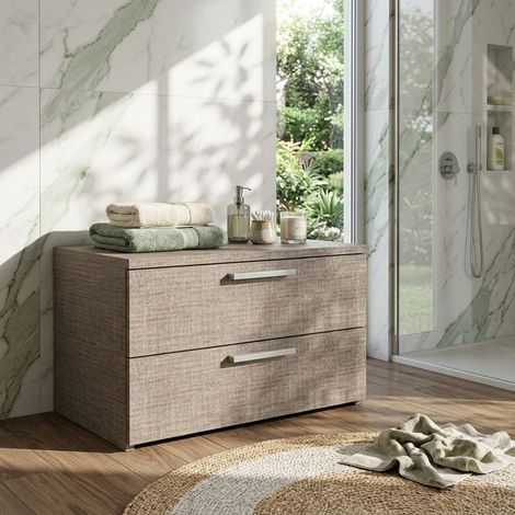 Cassettiera 2 cassetti - Design moderno, chiusura rallentata - Grigio fumo