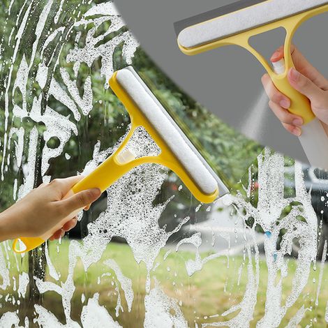 Brosse Pour Nettoyage De Vitres - Double Face Avec Pulvérisateur D Eau - Tête En Éponge Souple - Poignée Longue - Pour Maison Cuisine Salle De Bain Voiture - 1 Pièce (1/5)