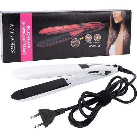 Lisseur à cheveux céramique, écran LCD, température réglable, fer plat 110V-240V avec prise UE (1/5)