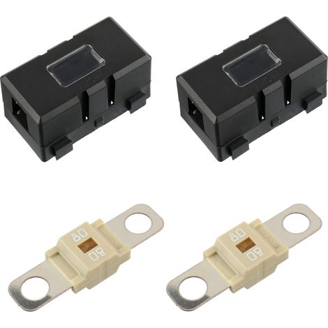 2 Year Car Fuse Holder and 2 Midi Bolted High Current 80A Fuses for Cars, Trucks, Vehicles