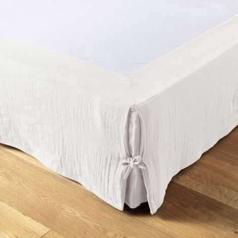 Cache sommier double gaze de coton blanc 140x190 cm