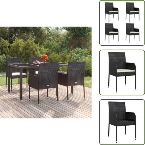 Chaises de jardin lot de 4 avec coussins Résine tressée Noir - Chaise De Jardin - Meubles De Jardin - Salon De Jardin - Résine Tressée - Fauteuil De Jardin (1/5)