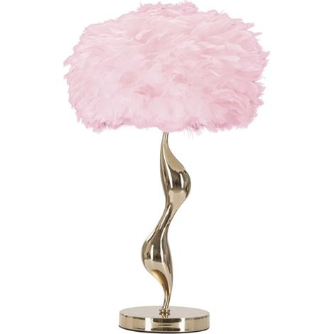 Lampe à Poser Imitation Plume "Slim" 63cm Or & Rose (1/5)