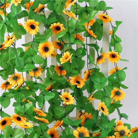 Guirlande de 6 tournesols artificiels, décoration florale artificielle, 2,5 m-AquaForge (1/4)