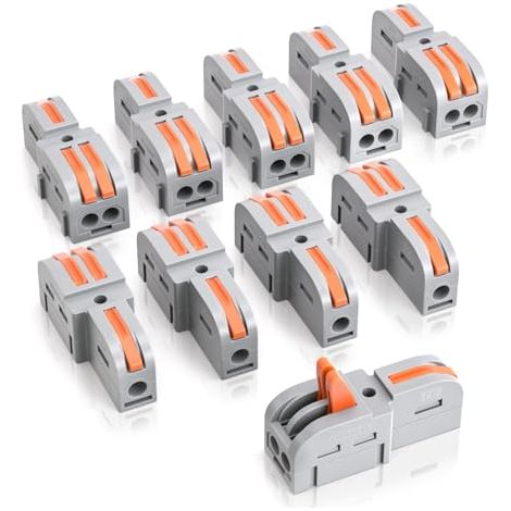 10 pinces de connexion 1 - in 2 out pour connecter trois animaux avec levier connecteur câble pince 0,2-4mm² projets bricolage IN OUT (1/5)