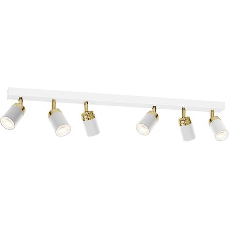 Rampe 6 spots orientables blanc/or GU10 Luminex Reno