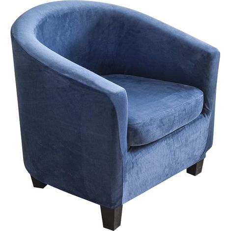 Housse de Fauteuil Velours Club Housse Fauteuil Salon Cabriolet Tub Chair avec Housse de Coussin (Bleu Marine) (1/5)