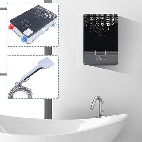 Scaldabagno istantaneo da 6500 Wschermo LEDSpegnimento automaticoProtezione contro il surriscaldamentoMontaggio a parete per bagno e doccia