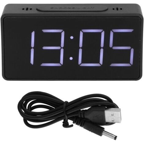 Alarme de chevet à LED avec horloge électronique simple avec fonction Snooze pour un usage domestique étudiant (Noir)