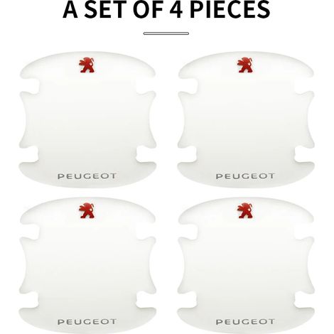(4 pièces Peugeot) Bandes adhésives transparentes anti-collision pour poignées de porte de voiture, compatibles avec Peugeot RCZ 106, 508 GT, 408, 205, MPV 308, 5008 et 1007. (1/4)