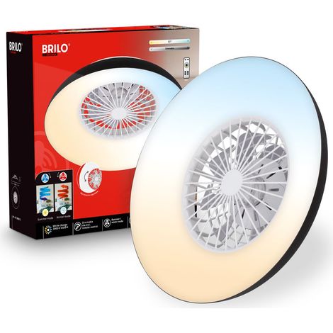 Briloner Deckenventilator mit Licht Fernbedienung Ø60cm Rund 36,5W 3900lm 3000K-6500K Warmweiß bis Tageslichtweiß DC-Motor Schwarz - Deckenleuchte Schlafzimmer Wohnzimmer