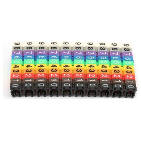 DEESSE SHOP-Clips Didentification De Cab Numero Etiquette Reperage Cab étiquettes De Câb,Tube de marqueur de câb de fabrication fine, numéro de fil simp en plastique,(100PCS KCM-2.5MM 2.5 square) (1/4)