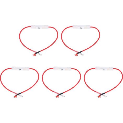 Connecteur de porte-fusible de voiture 10A, panneau de boîte à fusibles avec fil de 12 pouces 16AWG et boîte de Tube en verre 6x30mm 5A 5 pièces (1/5)